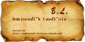 Babincsák Lavínia névjegykártya